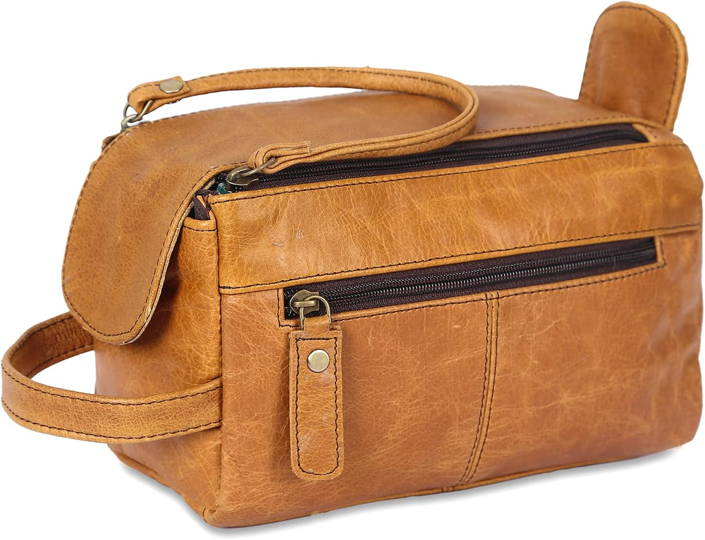 Toiletry Bag for Men - Travel Toiletry Bag for Men - Leather Dopp Kit Shaving Ba