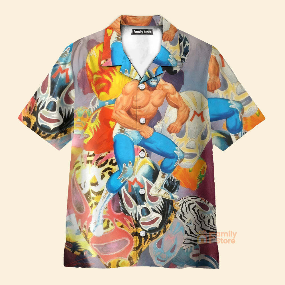 Lucha Libre Hawaiian Shirt For Men US Size Summer Style NEW