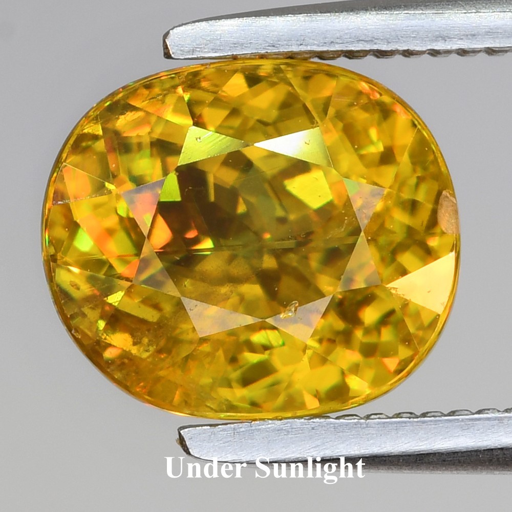 💎 2.02ct Oval Natural Greenish Yellow Sphene - Super Sparkles, Madagascar Gem