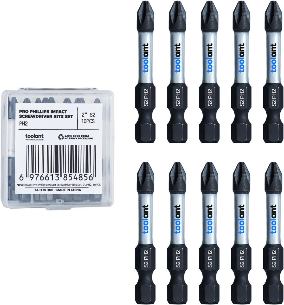 2 Inch Phillips Bit#2 Magnetic anti Slip Impact Screwdriver Bits Set(10Pack)
