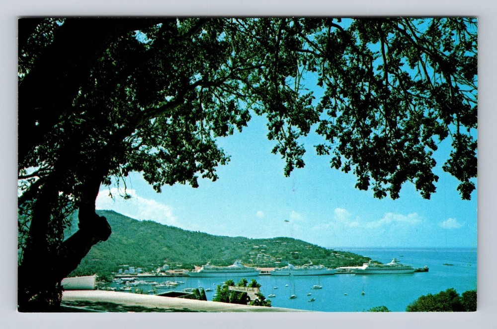 St Thomas-U.S Virgin Islands, Cruise Ship Port, Antique Vintage Postcard