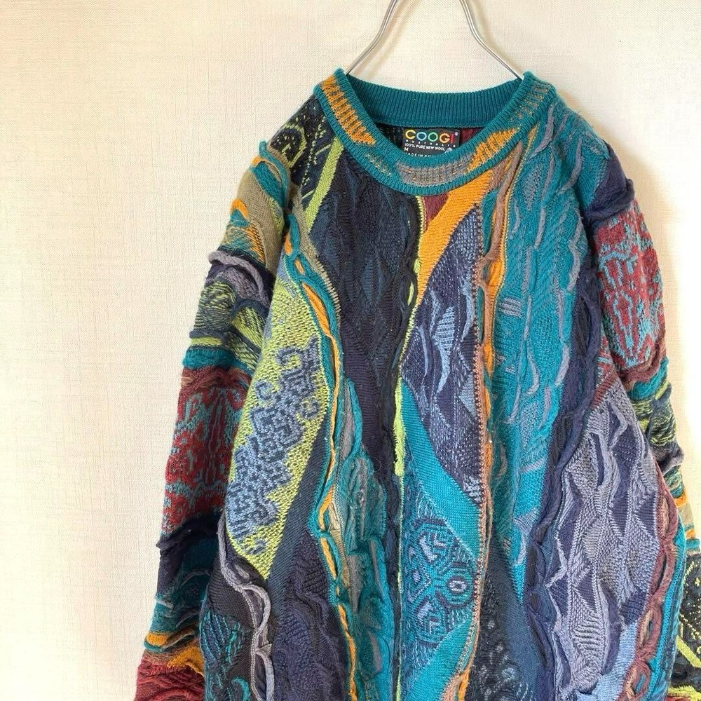 COOGI Vintage 1990s Rare Multicolor 3D Knit Wool Sweater Size M US S