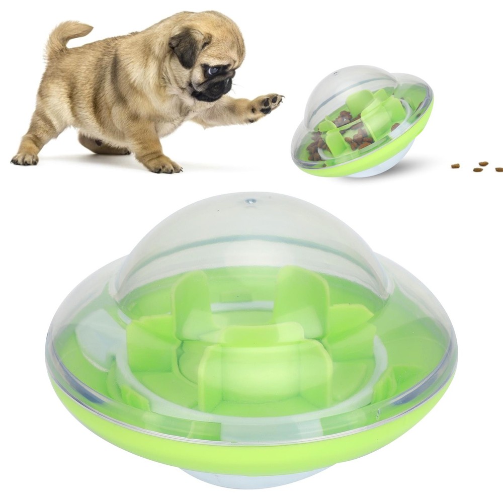 Interactive Dog Food Dispenser Ball Slow Feeder Toy Green Pet Feeding Playtime
