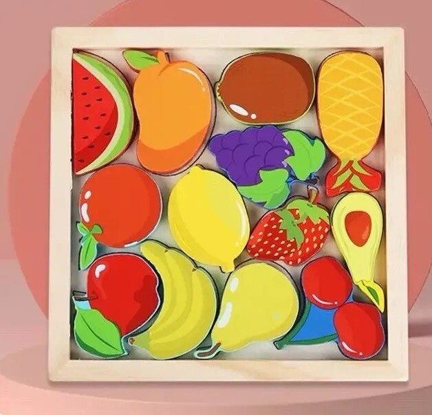 Wooden Puzzles for Kids Ages 4-6, Fruits World Jigs 15.5x15.5x1cm