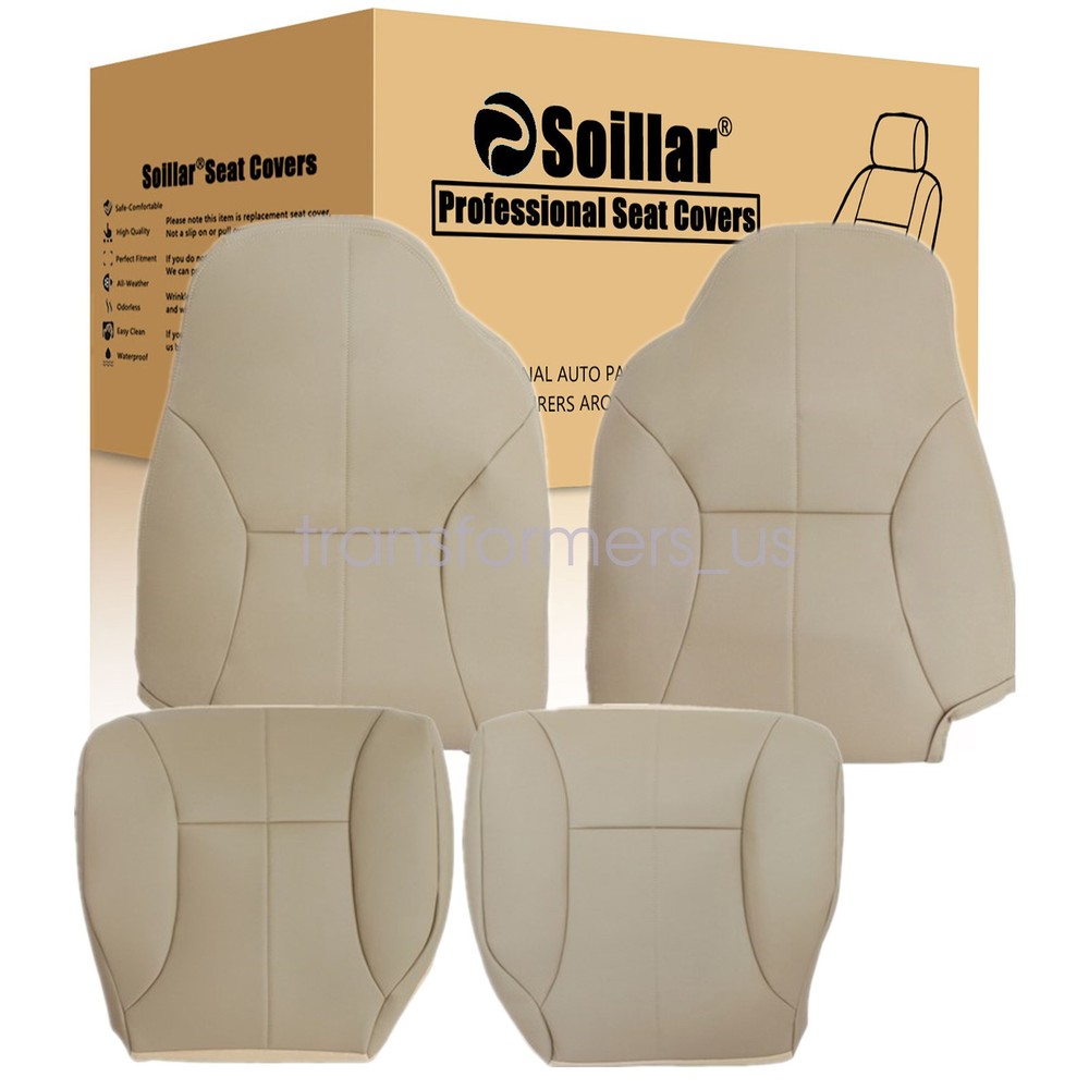For 1998-2002 Dodge Ram 1500 2500 Truck Front Leather Seat Cover Med Camel Tan