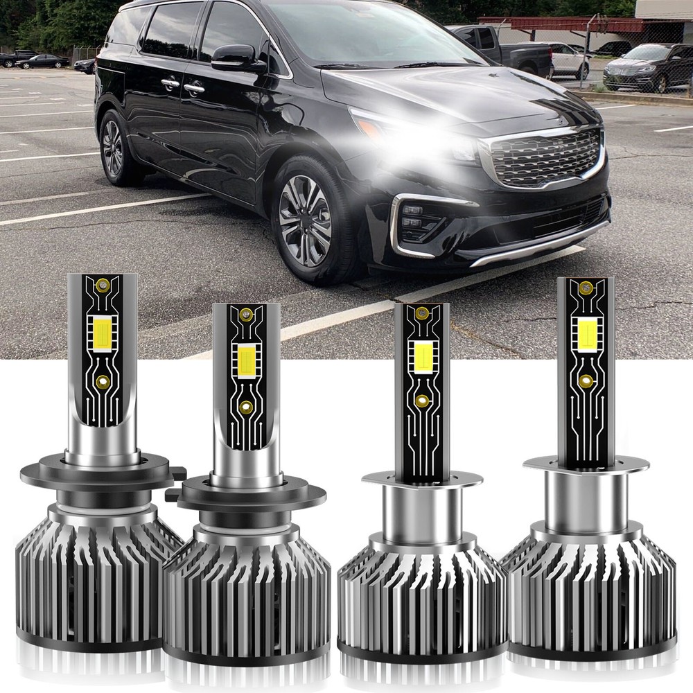 H1+H7 Combo LED Headlight High Low Beam Bulb 6500K For Kia Sedona 2006-2006