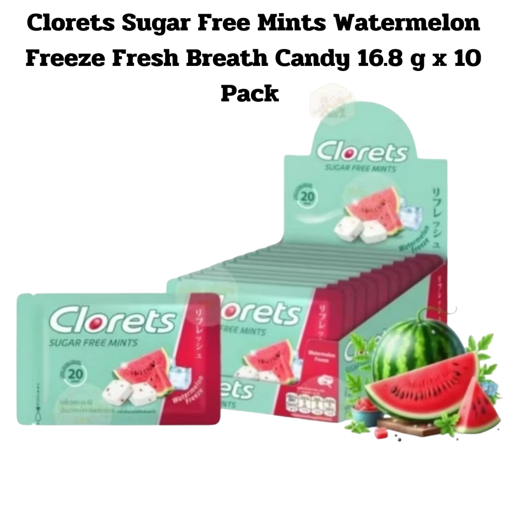 Clorets Sugar Free Mints Watermelon Freeze Fresh Breath 16.8 g x 10 Pack