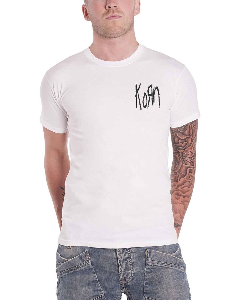 Korn Serenity of Suffering Scratch Band Logo Official Men’s White T-Shirt