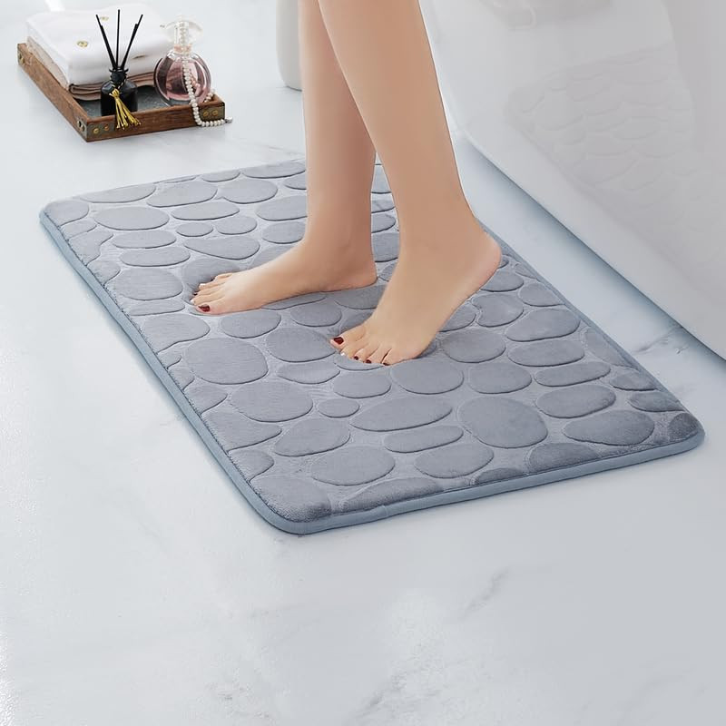 36x24 Grey Memory Foam Bath Mat - Ultra Soft Non-Slip Shower Rug