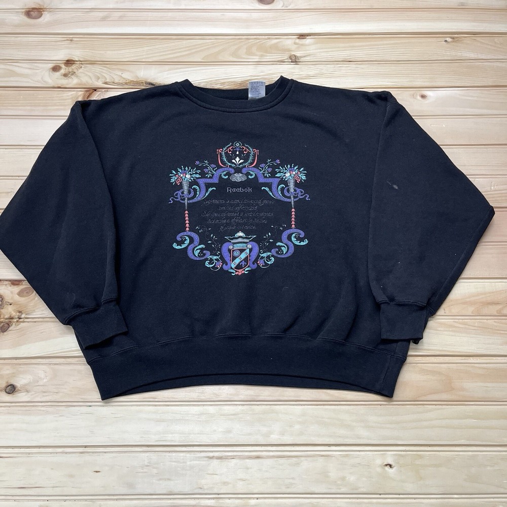 Vintage 80s 90s Reebok Embroidered Crest Crewneck Sweatshirt Size Large