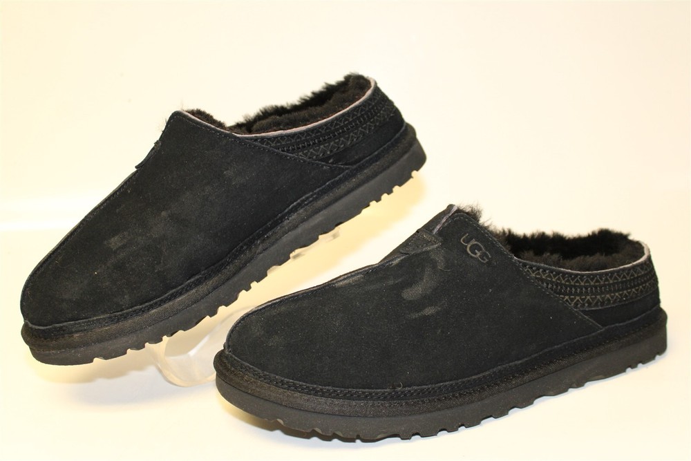 UGG Australia Neuman Mens Size 11 44 Black Sheepskin Slippers Shoes 1113631