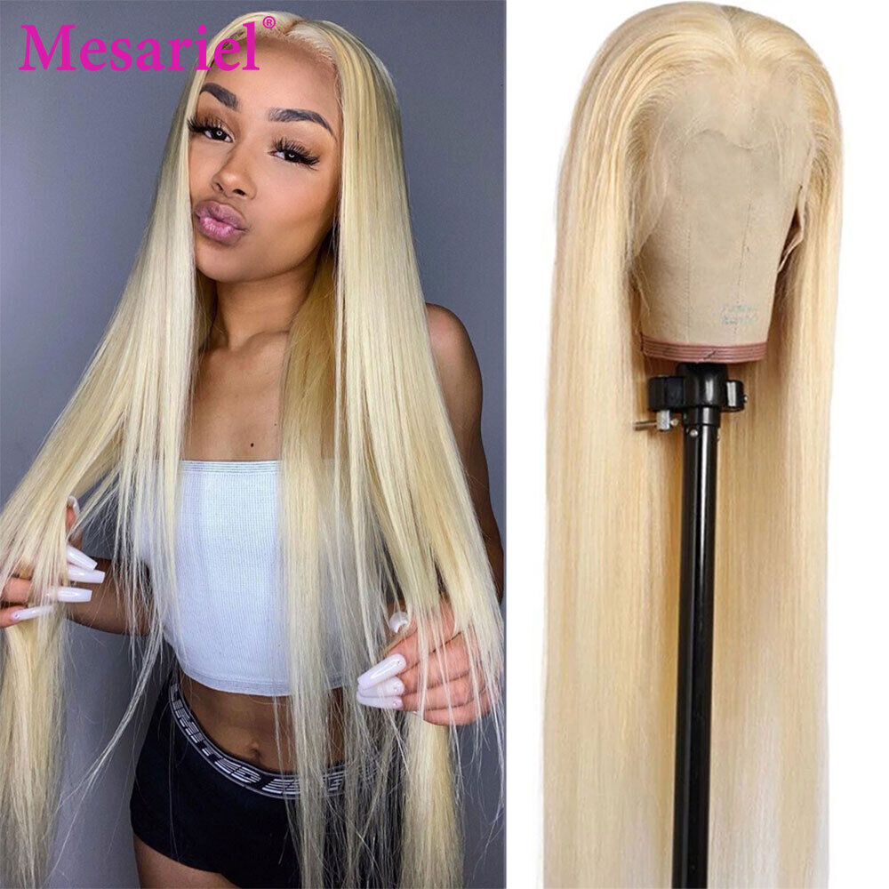613 Honey Blonde Transparent Lace Front Human Hair Wig Remy Straight for Women