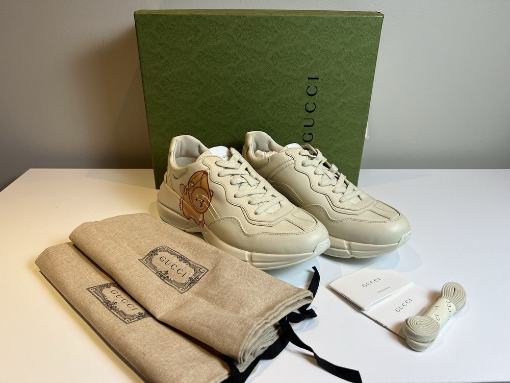 Gucci Apollo Ivoire Pikarar Kawaii Supreme Cat Fox UK 8 Rubber Sneakers Brand New