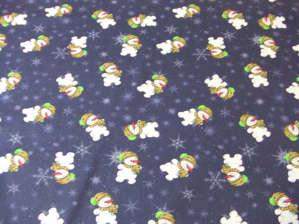 Happy Snowmen on Navy Cotton Quilt Sewing Fabric~Christmas~Carrot Noses~By Yard