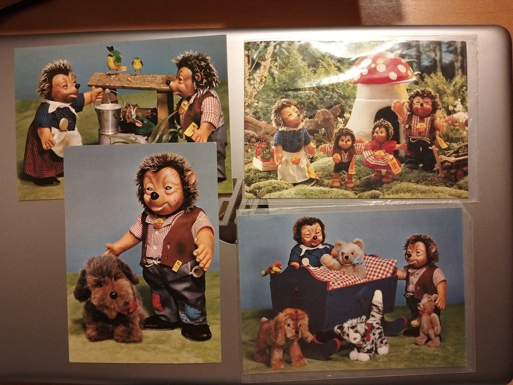 4 old postcards by Steiff postcard postcard unlabeled, family Mecky and animals
