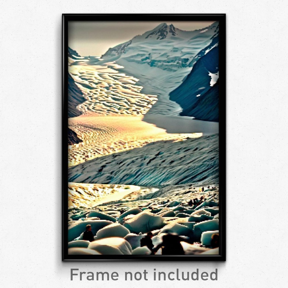 Pixel Art Poster - Crowded Glacier (8 Bit Psychedelic Trippy Video Game Print)