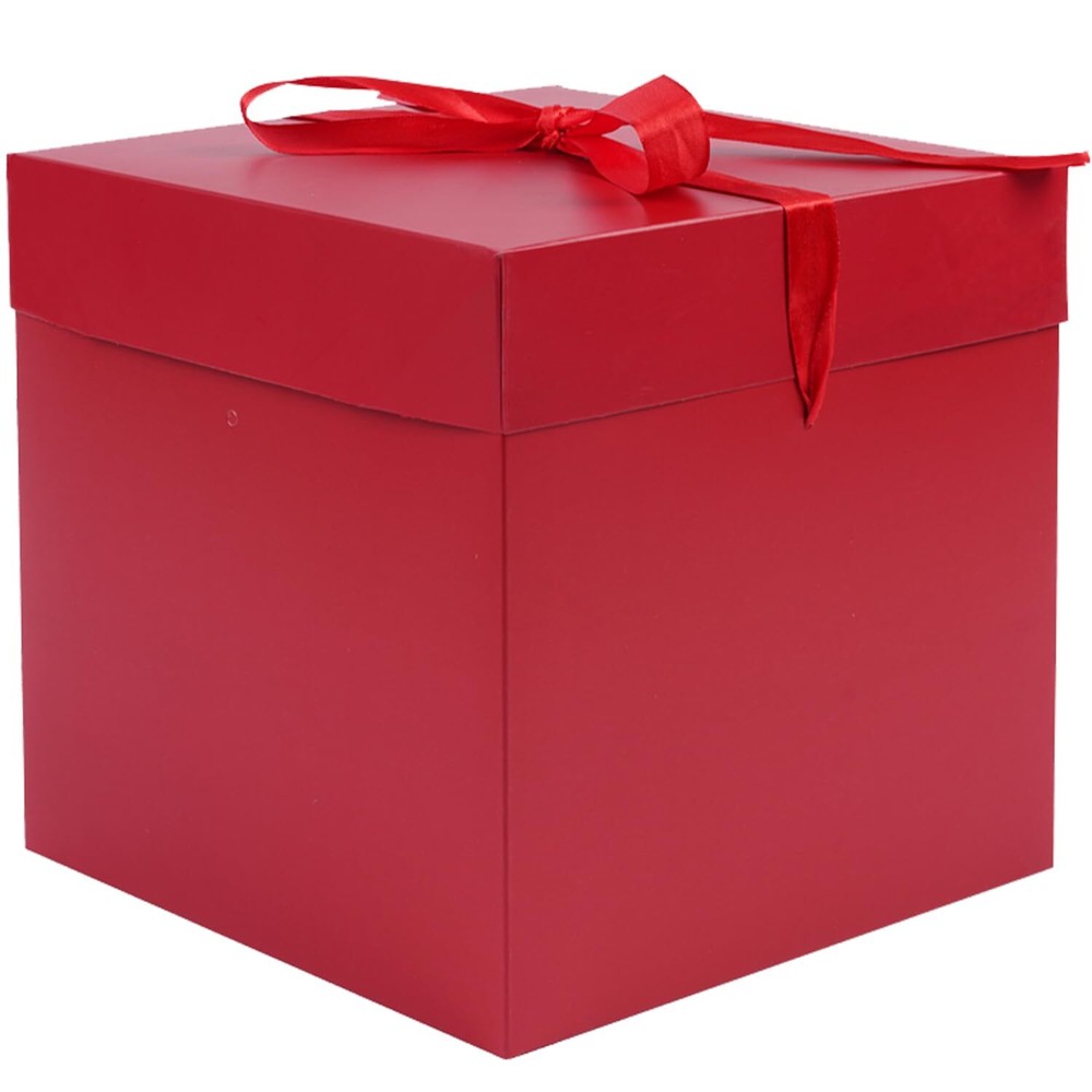 Red Medium 8.7 Inch Gift Box with Ribbon Lid for Birthday Christmas Valentine Party