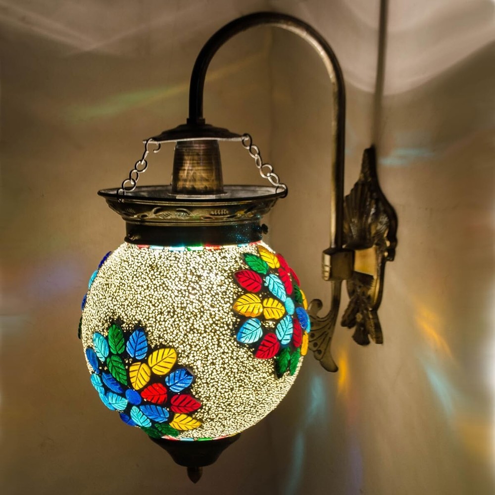 Boho Chic Floral Mosaic Elephant Wall Light Moroccan Handmade Hanging