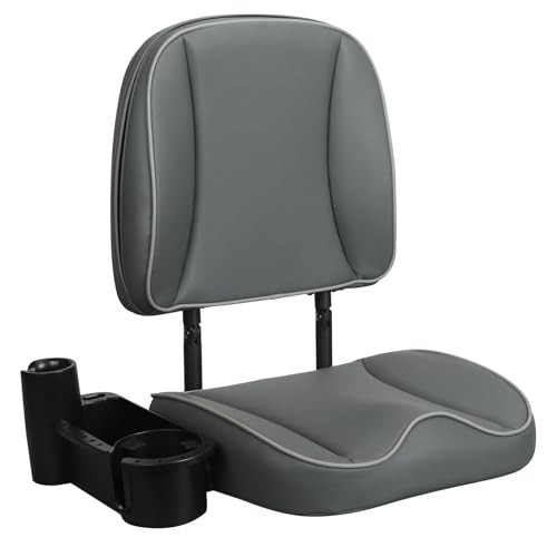 Low Back Folding Boat Seat for Fishing in Charcoal Gray