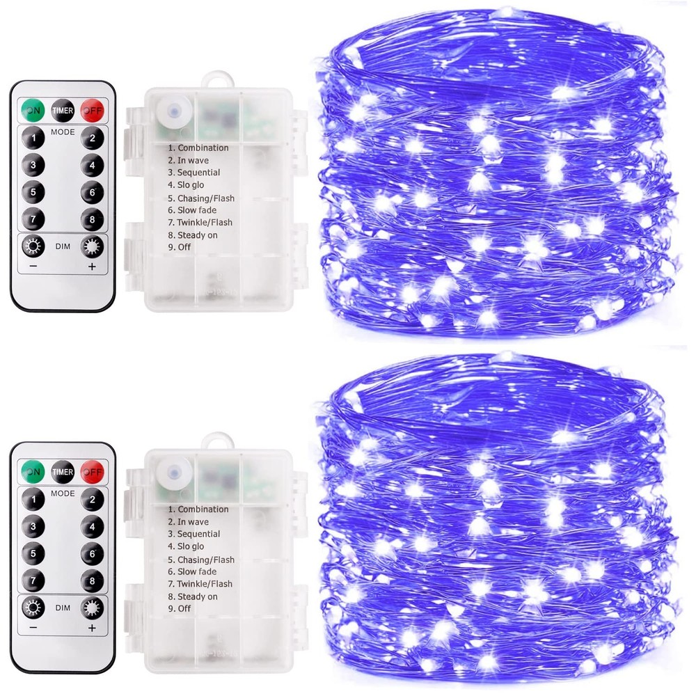 2 Pack 16.4 Ft 50 Led Black Light Fairy Lights UV Lights Battery Operated with