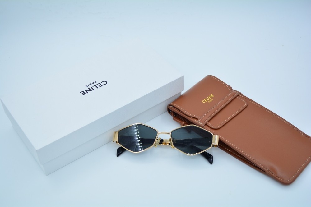 Celine CL40254U Triomphe Metal Sunglasses with Gold Frame and Grey Lens for a Luxurious Look