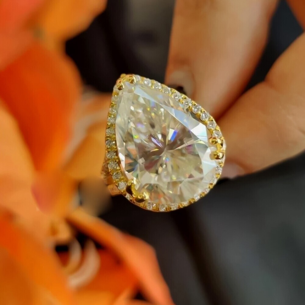 10.00 Ct Pear Cut White Diamond Solitaire Engagement Ring 925 Sterling Silver