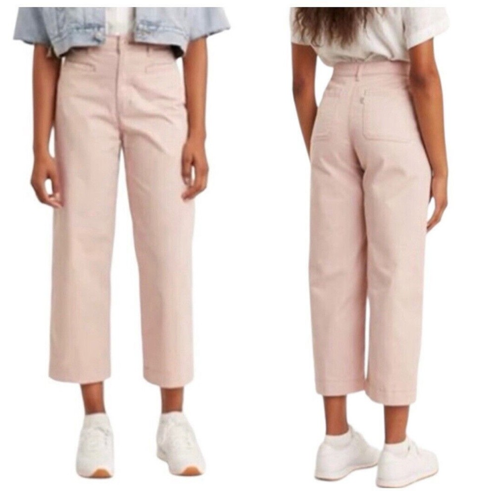 Levi’s Premium Ribcage Wide Leg Cropped Pants Pink Denim Women’s Size 29