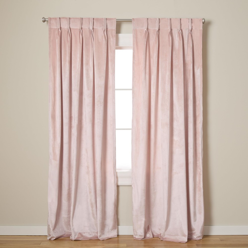 Velour Solid Heavyweight Indoor Curtains, Light Filtering Opacity, Triple Pin...