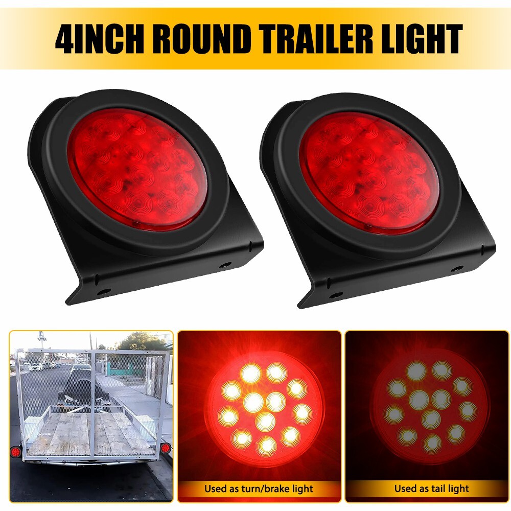 2pcs 4-Inch Red LED Marker Lights for Trucks Boats Trailers Caravans
