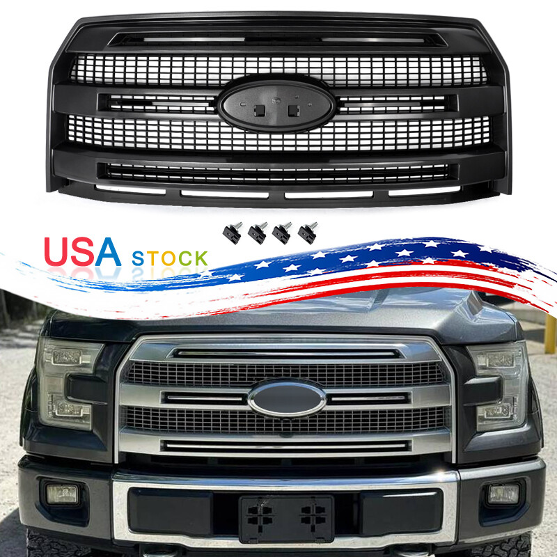 For 2015-2017 Ford F-150 Front Bumper Grille Magnetic Metallic W/O Camera Hole