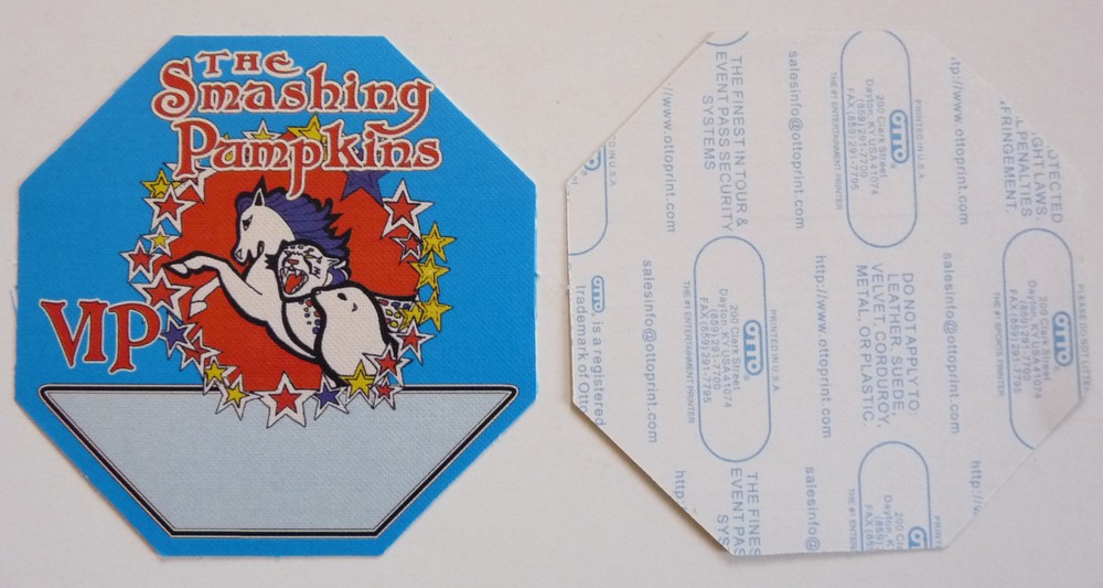 Smashing Pumpkins 2010 Tour Concert Blue VIP Access Backstage Pass D4