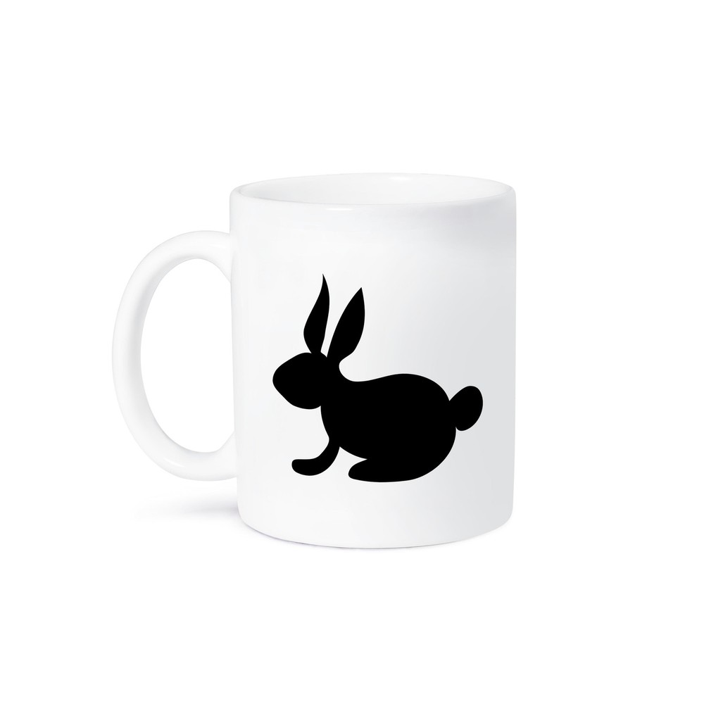 3D Rose Black Solid Side Rabbit View Coffee Mug