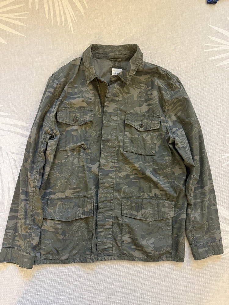 Gap Floral Army Olive Green Shirt Jacket Large Tall Men’s