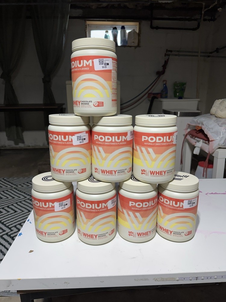 8-Pack Podium Nutrition Whey Protein Powder Chocolate Brownie Exp 3/2026