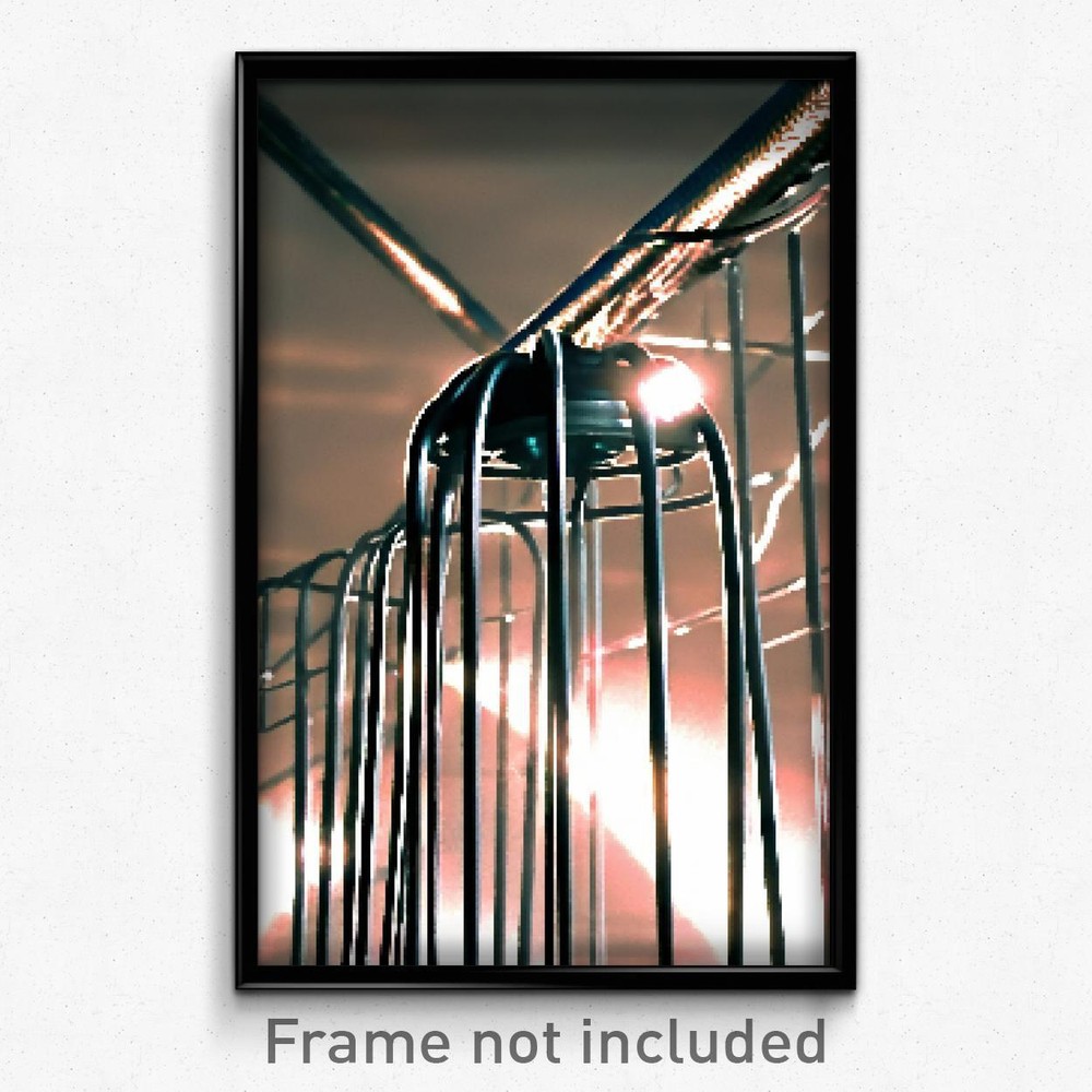 8 Bit Psychedelic Pixel Art Poster with Metallic Wire Frame
