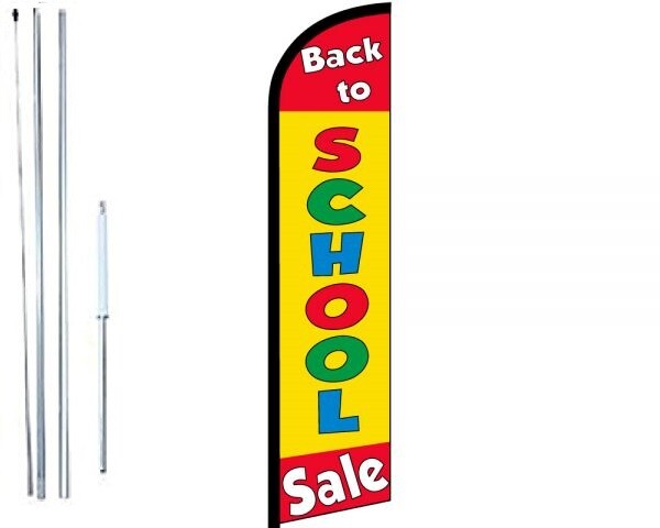 Back to School Sale Windless  Swooper Flag With Complete Hybrid Pole set-image
