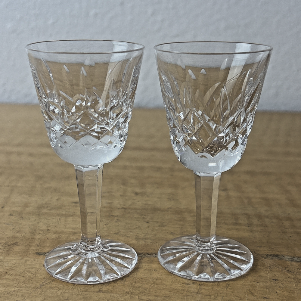 2 Waterford Crystal LISMORE Cordial Liquor Cocktail  Shot Glasses 3 1/2