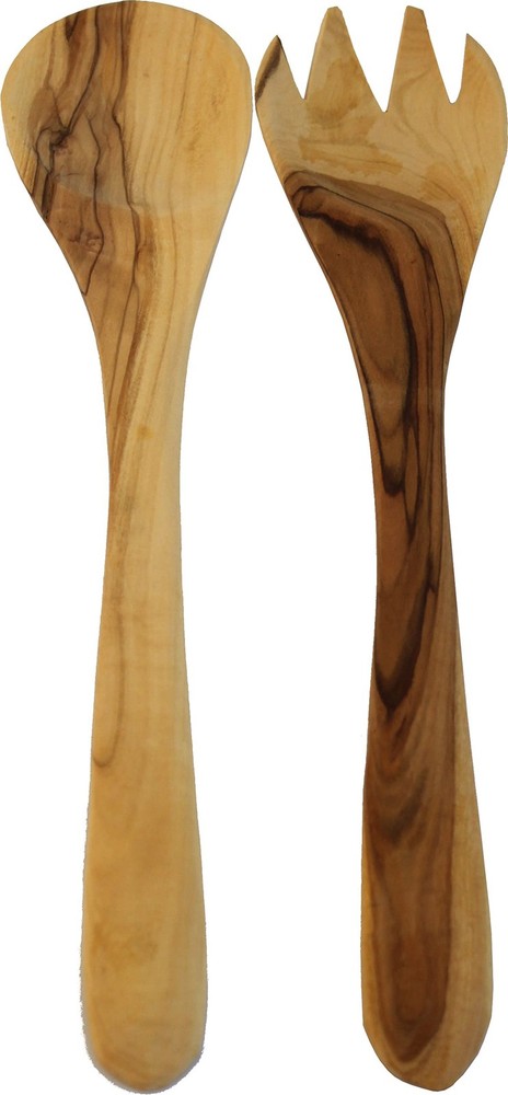 Premium Olive Wood Utensil Set - Fork, Spoon & Server - Asfour Kitchen Tools