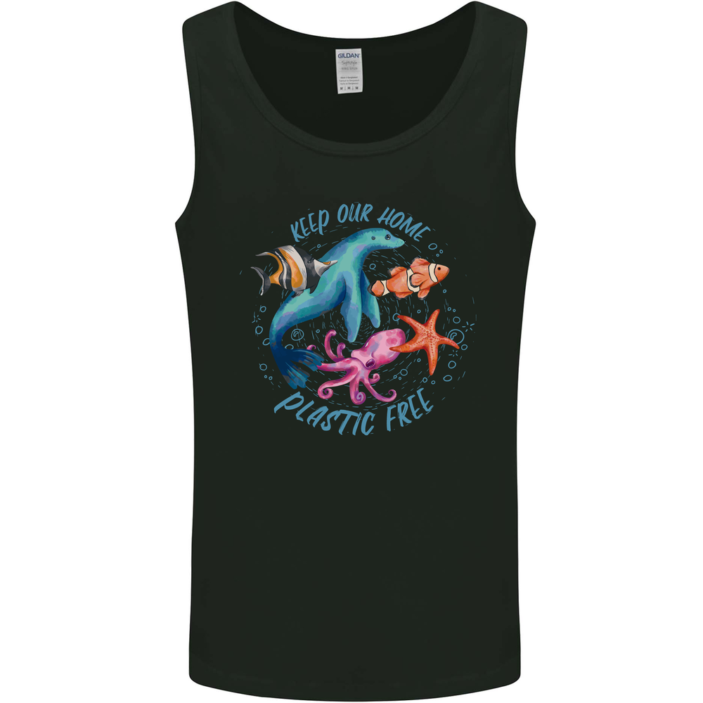 Plastic Free Climate Change Octopus Ocean Fish Mens Vest Tank Top