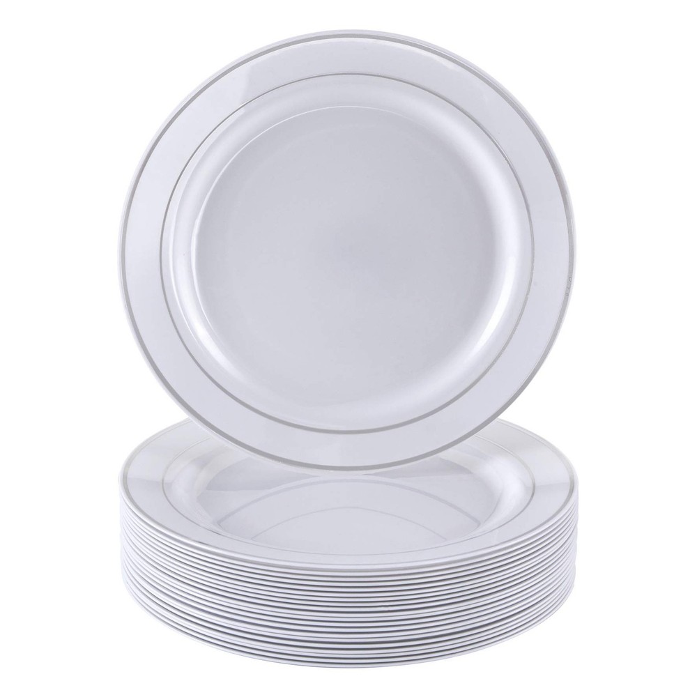 DISPOSABLE DINNERWARE SET, 10 Salad Plates (Silver Glare, 7.5')