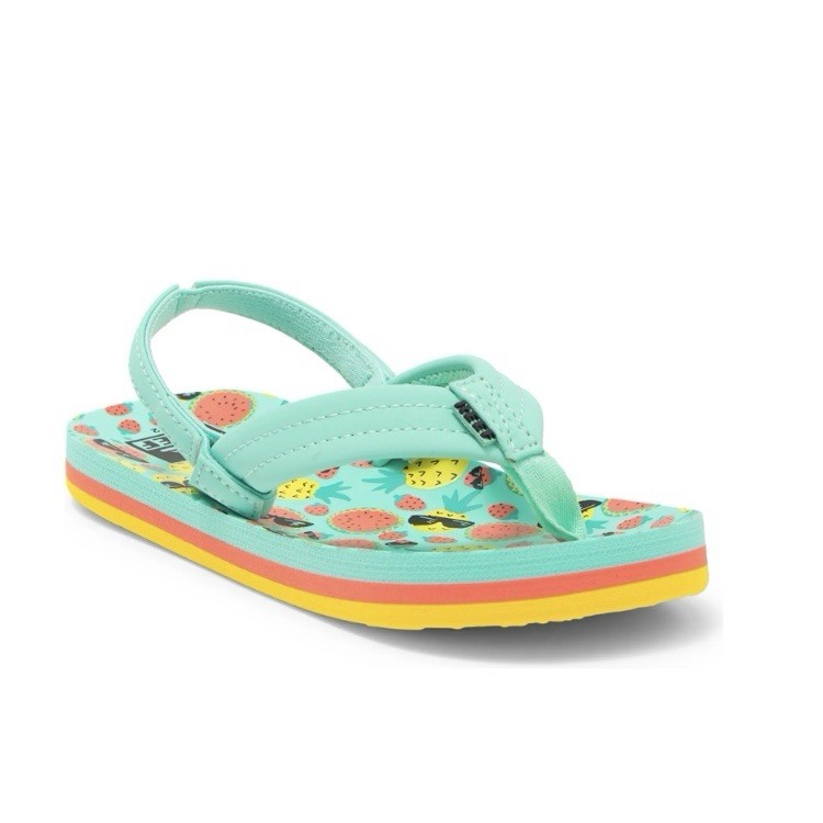 REEF Ahi Toddler Little Girls Sandals, Teal/Yellow Size 4 NWT NEW
