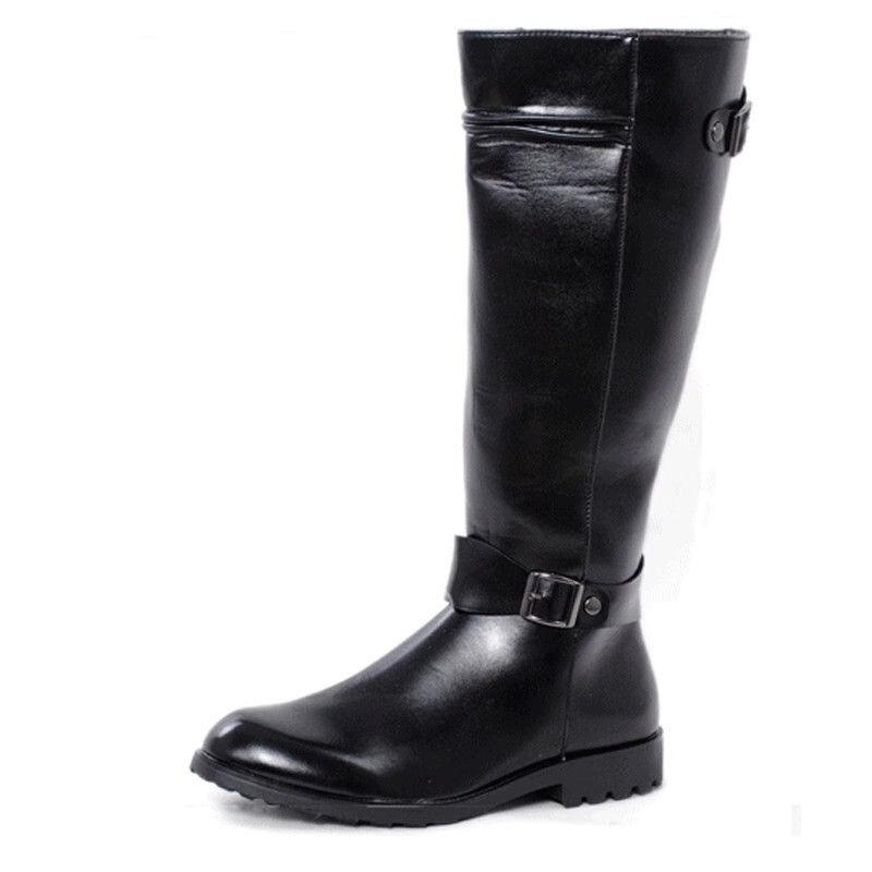 Men's Retro Military Equestrian Boots Mid Calf Leather Knight Riding Shoes