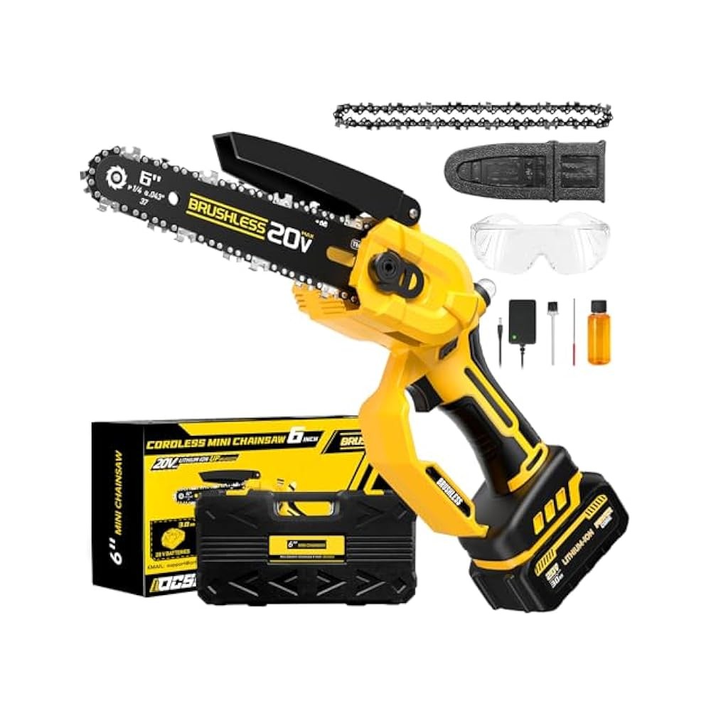 6 Inch Brushless Cordless Power Chainsaw for Fast Efficient Cutting
