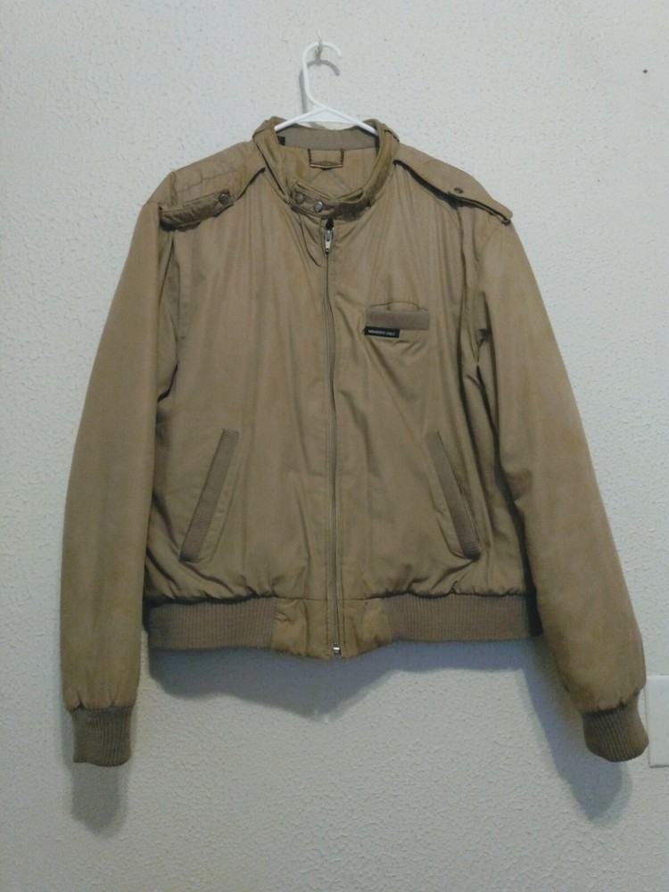 Men's Tan Members Only Padded Zip-Up Jacket with Lined Pockets Size 44-image