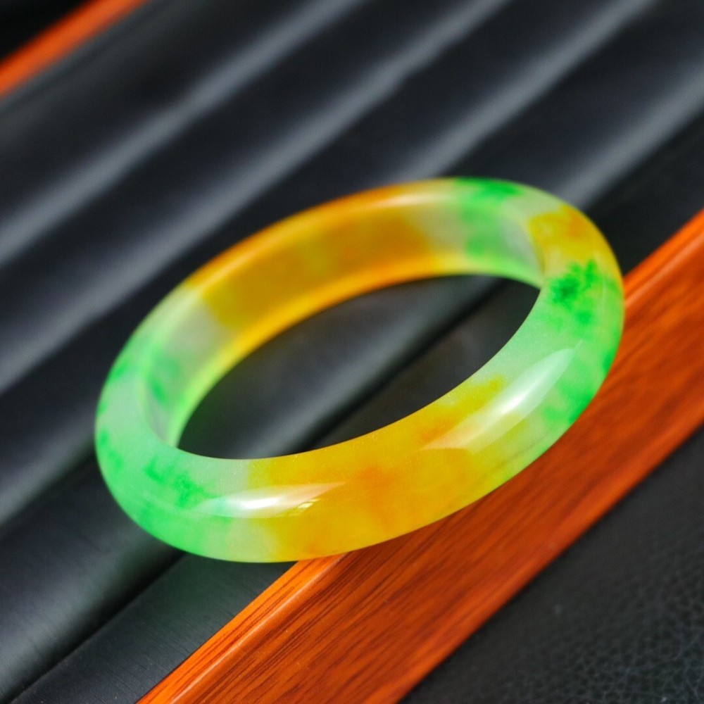 Certified Natural high Ice yellow Burmese Jade jadeite bracelet bangle 59-60mm