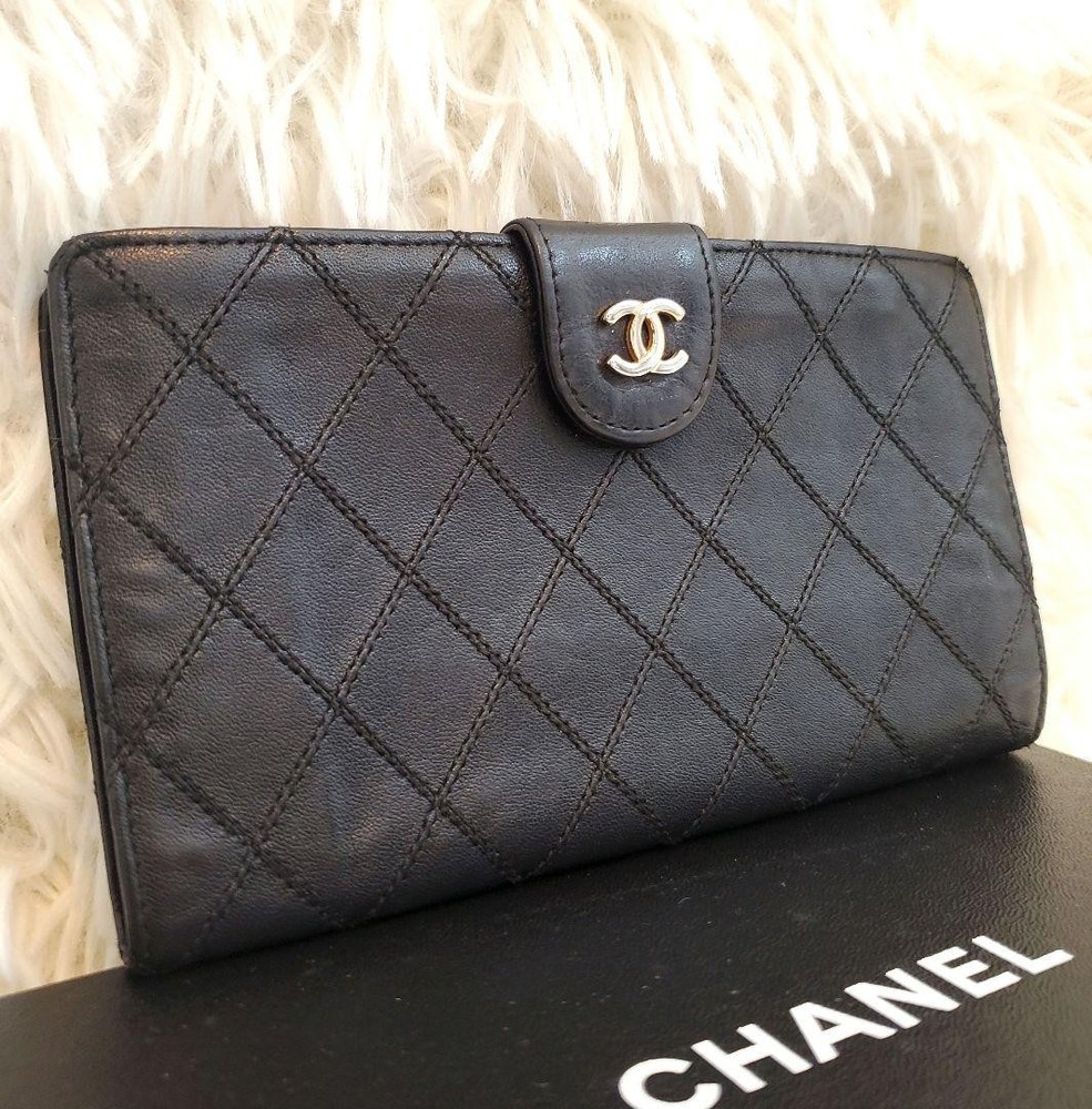 Chanel Bicolore Black Lambskin Long Wallet
