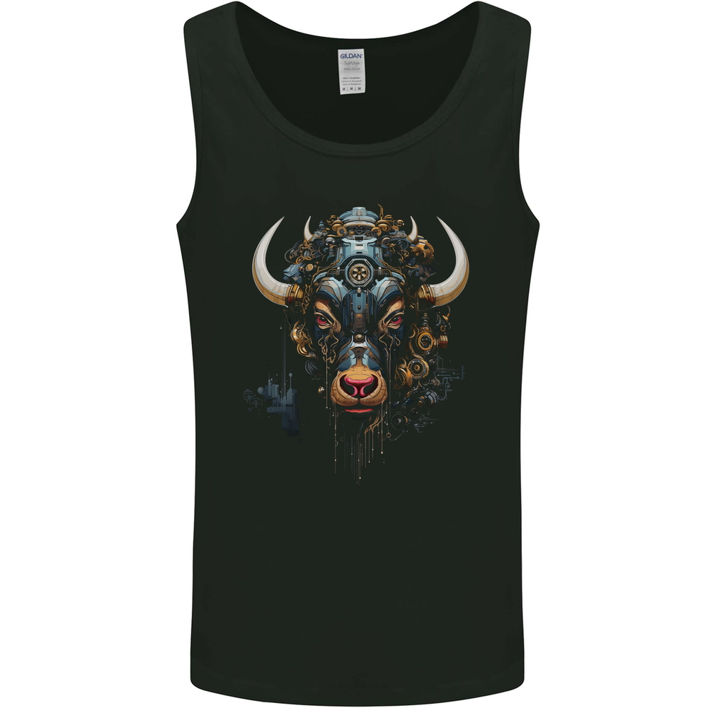 Cyberbull Cyborg Bull Steampunk Fantasy Cow Mens Vest Tank Top