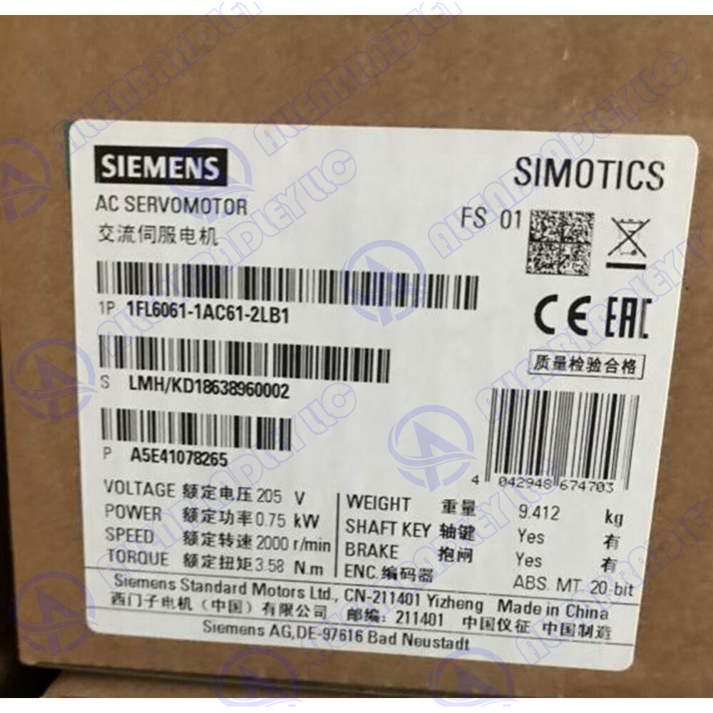 1FL6061-1AC61-2LB1 Siemens SIMOTICS Operating Voltage Expedited Shipping GQZ1