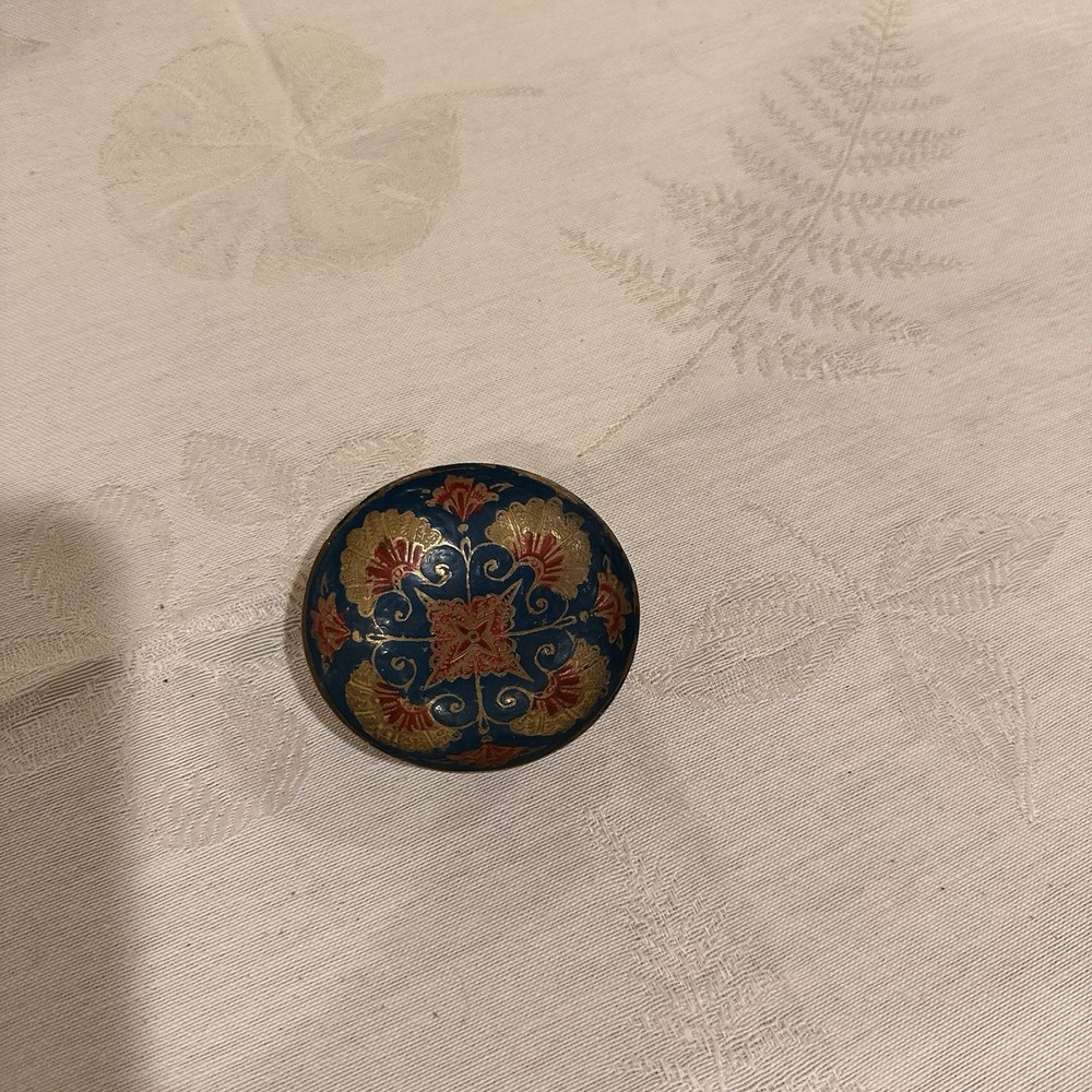 Vintage Green Floral Cloisonné Enamel Trinket Box