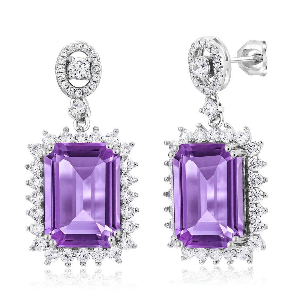 Christmas Sale 925 Sterling Silver Amethyst Prong Stud Earrings-image